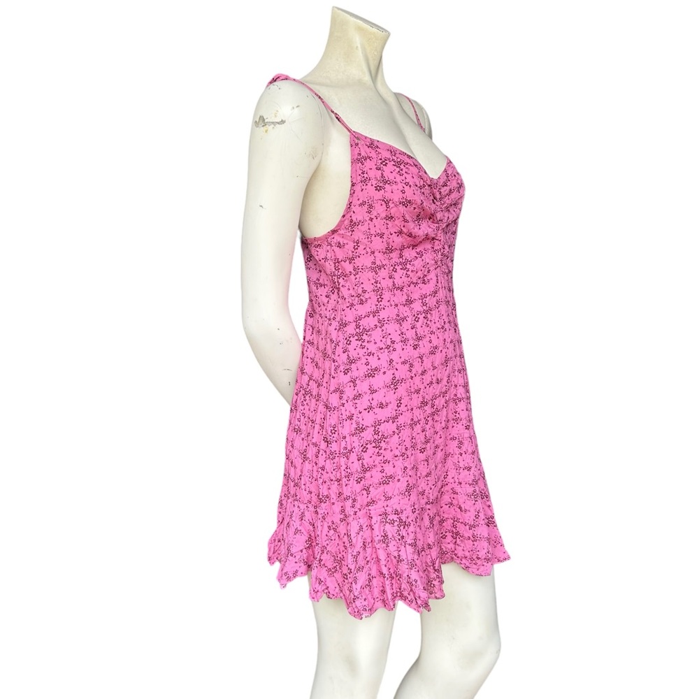 Free People Intimately "Caught Up" Pink Floral Dainty Coquette Mini Dress Medium - Picture 5 of 9